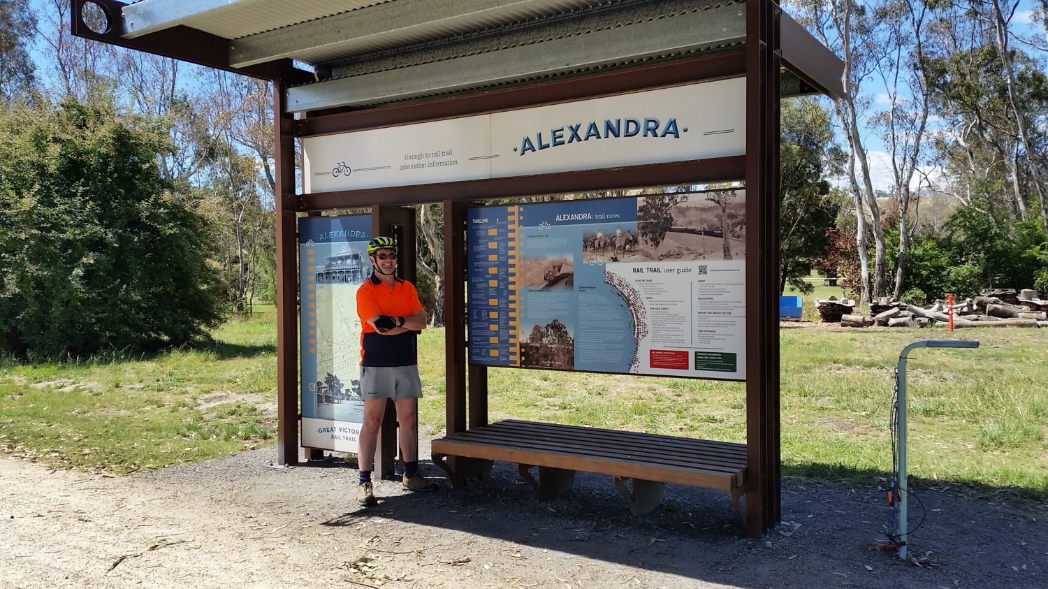 Track signage. At Alexandra. Great Victoria Rail Trail, Yea to Alexandra. January 2018. Photo: Kyle Eaton
