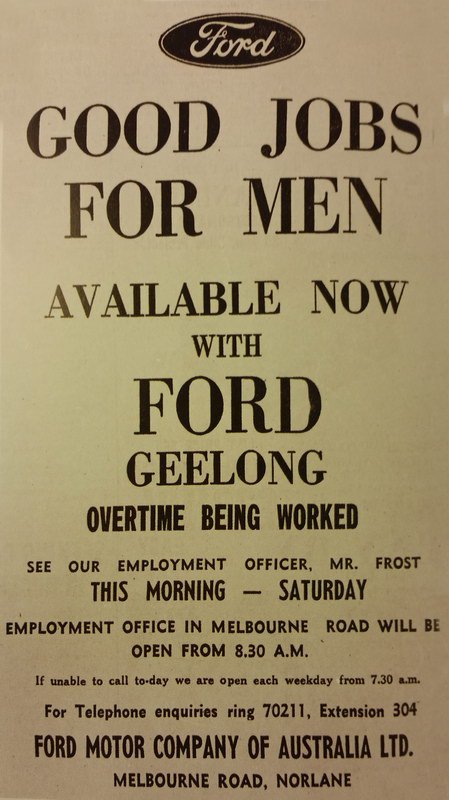 Ford job ad. From the 1920's.