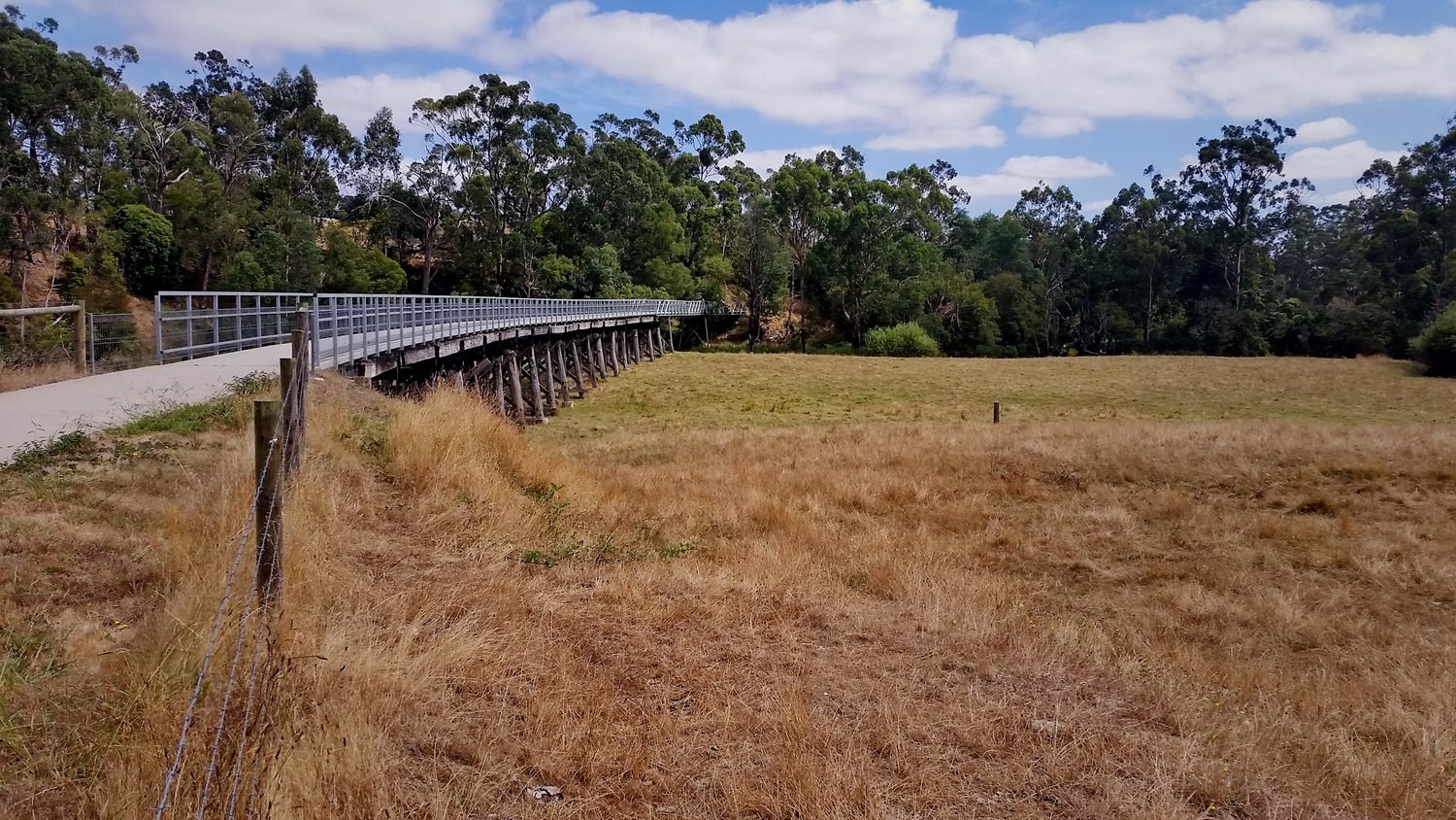 Crossing Black Spur Creek near Koonwarra. Great Southern Rail Trail, Leongatha to Foster. January 2019.