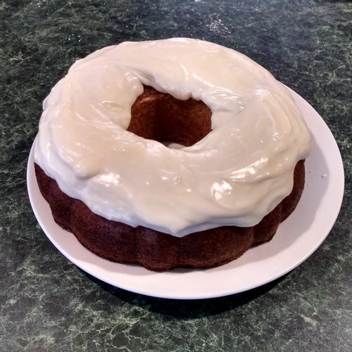 Belinda Jeffery’s Most Fabulous Banana Cake. This time with a thicker icing mixture. July 2020.