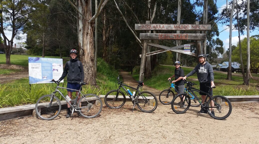 Bike trail start at Boolarra. Boolarra to Mirboo North ride of the Grand Ridge Rail Trail. October 2018.