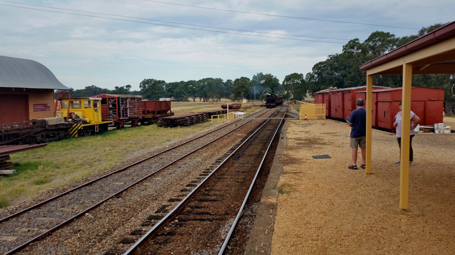 Train watching at Muckleford. Castlemaine to Maldon rail trail ride. April 2018.