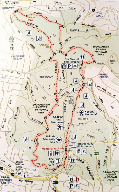 Walk map. Kokoda Memorial walk (1000 steps), from From Top Walks in Victoria, Melanie Ball.