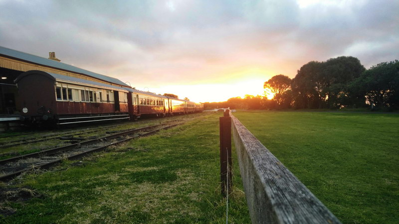 Late afternoon train leaving Queenscliff. Geelong to Queenscliff rail trail, August 2018. Photo: Connor Eaton