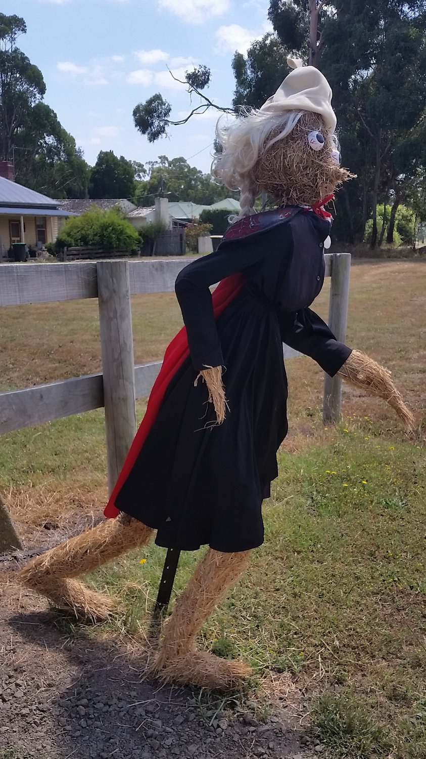 Roadside scarecrow. Great Southern Rail Trail, Leongatha to Foster. January 2019.