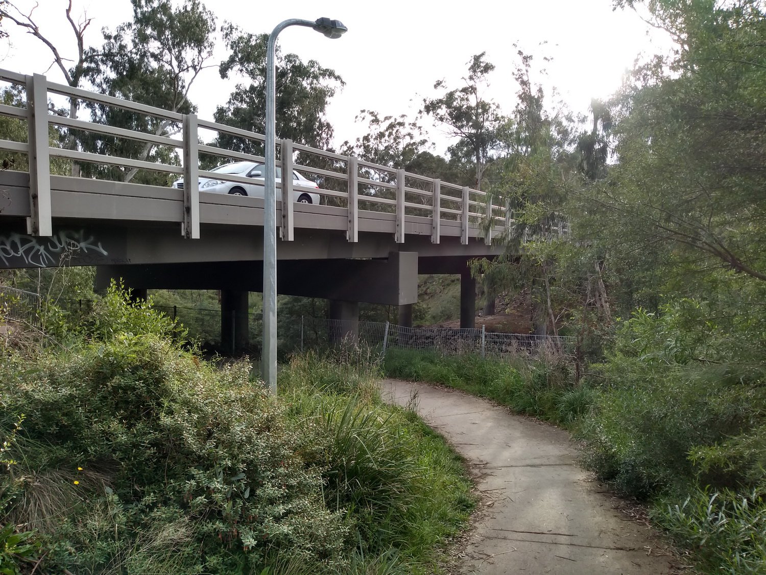 Completed bridge and path on Wattletree Road. Eltham, 2020.