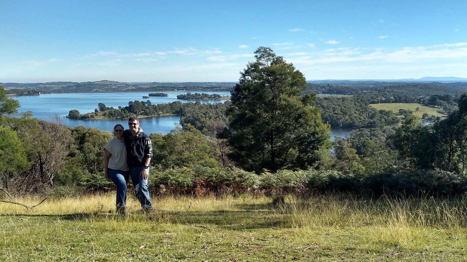 Lunch stop photo. Sugarloaf Reservoir walk, May 2020.