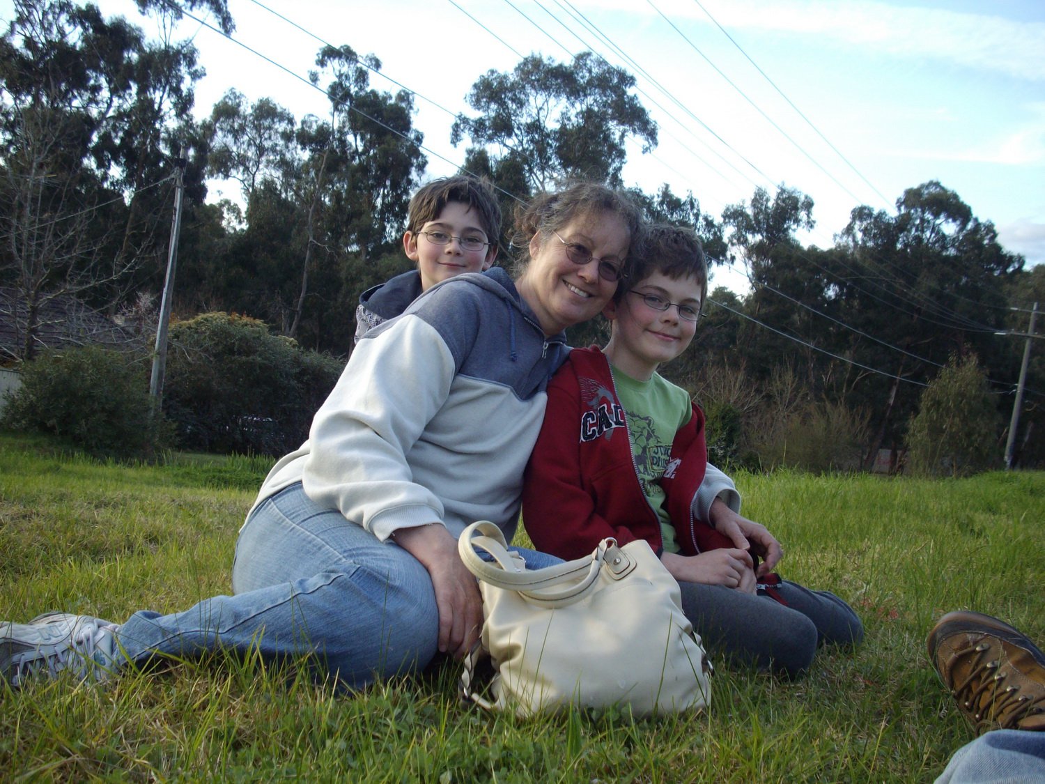 Kyle, Karen and Connor waiting for the steam train to pass. Eltham, August 2011.