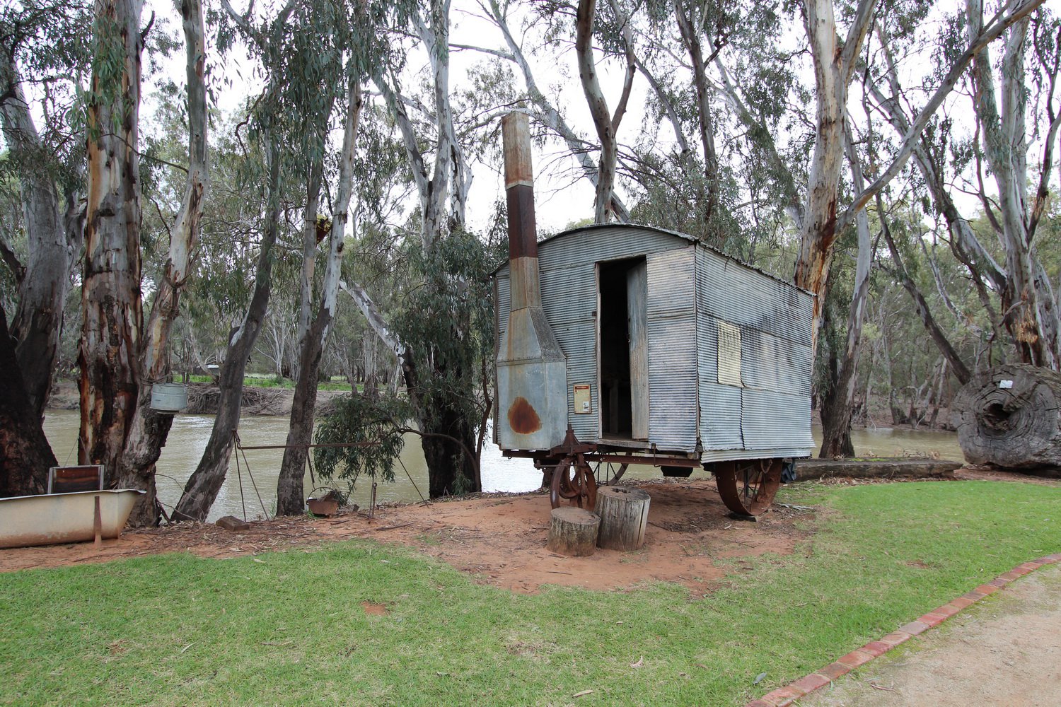 Kitchen cum bedroom early caravan, Pioneer Settlement Swan Hill. North West Victoria Tour, July 2020.