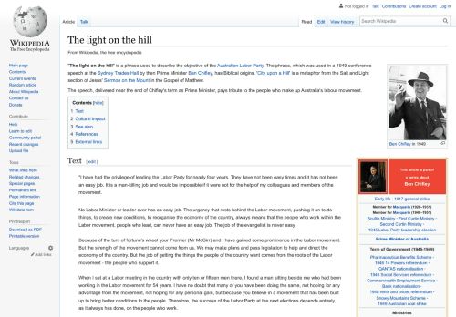 Ben Chifley – The light on the hill