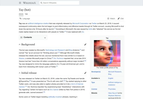 Tay (bot) – Wikipedia