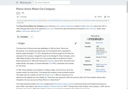 Pierce-Arrow Motor Car Company – Wikipedia