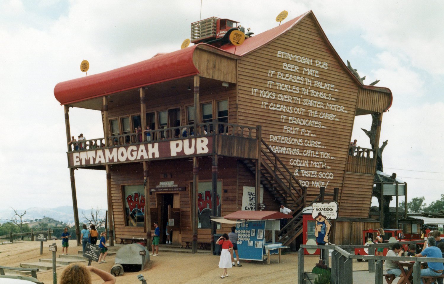The 'original' Ettamogah Pub in Albury, NSW. This pub started as a fictional feature in a cartoon by Ken Maynard and was published inThe Australasian Post from 1959.