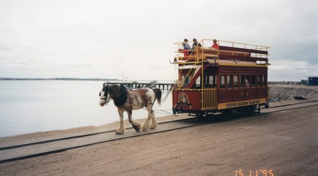 Horse drawn tram. Victor Harbour. South Australia holiday, November 1995.