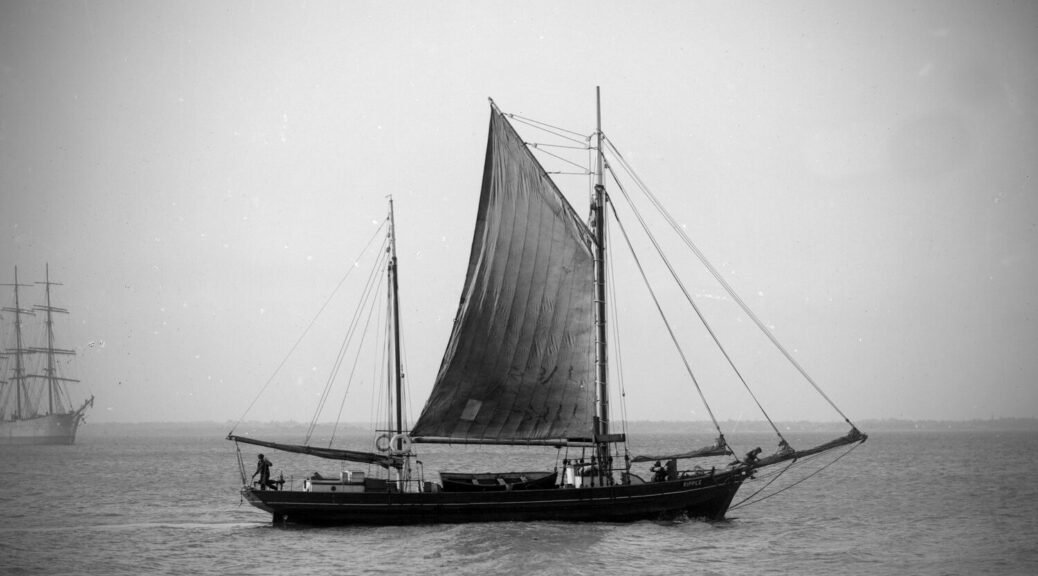 "Ripple", a ketch that serviced early Inverloch, "Ripple" in Port Phillip bay, Circa 1890.