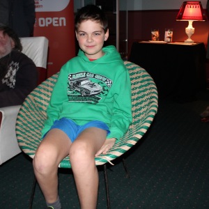 Connor trying a retro chair