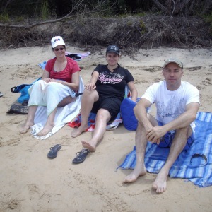 Karen, Maria & Rob on the beach