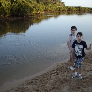 Connor and Xander at Screw Creek entrance
