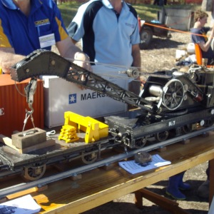 Beautifully detailed live steam model of a large capacity railway crane.