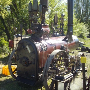 A portable boiler used to demonstrate various steam whistles, and one was extremely loud!