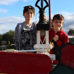 Kyle and Connor posing on the heritage signal