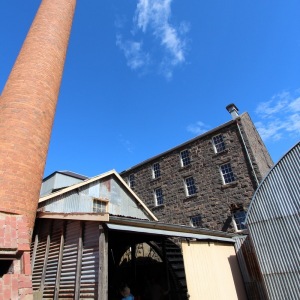 View of the engine house and chimney