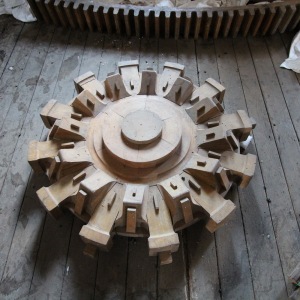 One of the intricate wooden patterns used to cast the iron parts